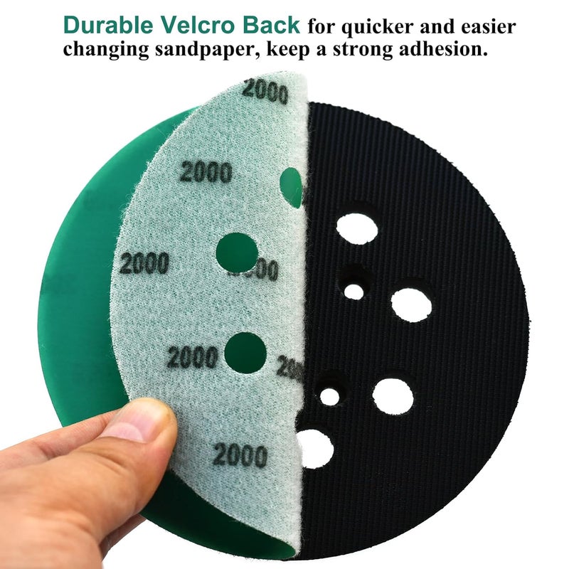 Aiyard 5-Inch 8-Hole Wet Dry Sanding Discs 2000 Grit, Polyester Film Backed Heavy-Duty Hook and Loop Sandpaper for Random Orbital Sander, 50-Pack - Image 5